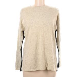 Vince 100% Cashmere Two Toned Cream and Black Long Sleeve Crew Sweater Medium